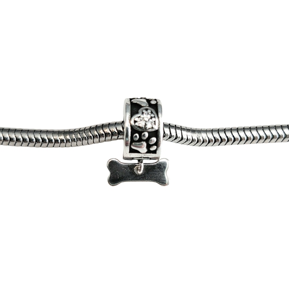 🎆Sterling Silver 925 Dog Bone Collar Dangle Bracelet Charm - Picture 2 of 5